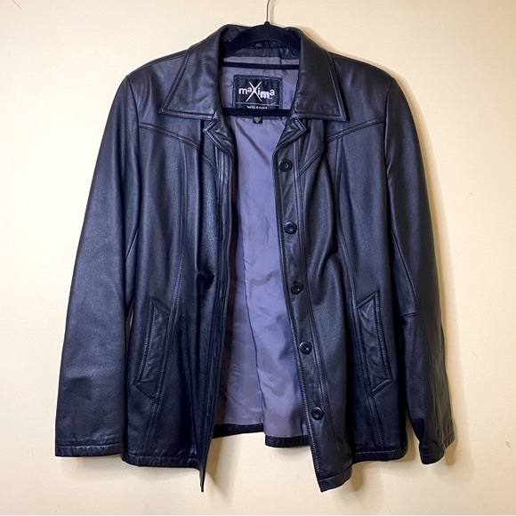Wilson’s Leather Genuine Leather Black Button Down Women’s Jacket Size M - Picture 1 of 13